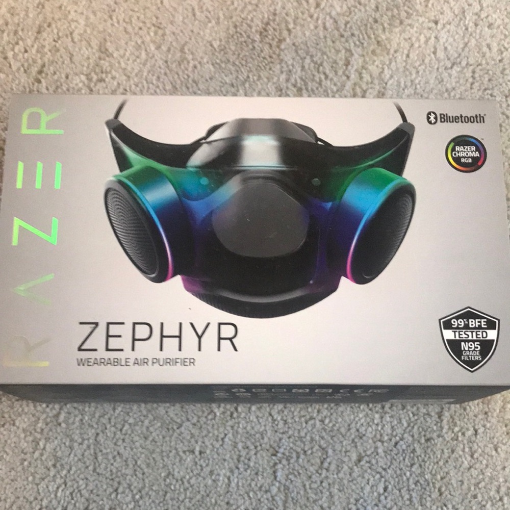 Razer Zephyr Wearable Air Purifier - Black and Multicolor